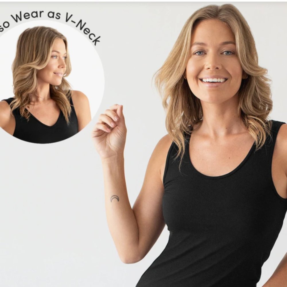 Joanna 2 in 1 Neckline Black Tank